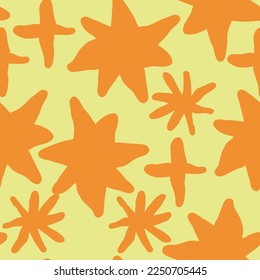 Stars seamless vector pattern for wrapping, digital paper, wallpaper, fabric print, textile design. Simple silhouette shape of shining star decorative element for kids, baby, children, sport.