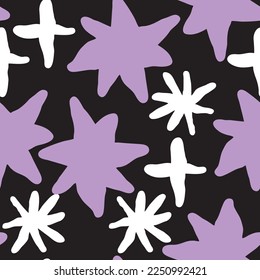 Stars seamless vector pattern for wrapping, digital paper, wallpaper, fabric print, textile design. Simple silhouette shape of shining star decorative element for kids, baby, children, sport.