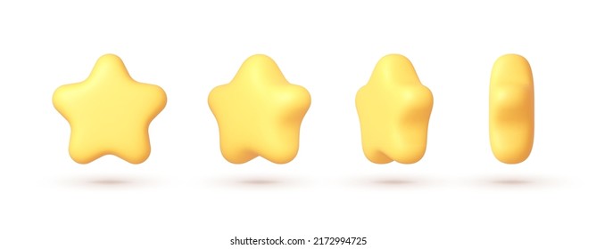 Stars Set 3D sobre fondo blanco. Estrella 3d, gran diseño para cualquier propósito. Ilustración aislada del vector