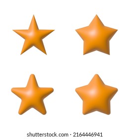 Stars set in different corner styles. 3d rating stars. Vector stock illustration.