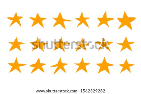 Stars set in doodle style. Collection of simle elements. Hand drawn symbols in various shapes designs isolated on white background. Vector illustartion.