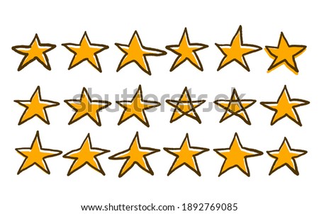 Stars set in doodle style. Collection of simle elements. Vector illustartion.