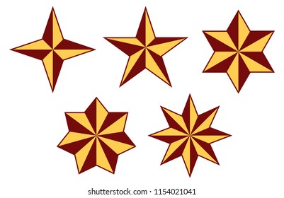 Stars set - five stars four to eight arms. Stars for every wish.