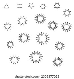 Las estrellas establecen un vector dibujado a mano sobre fondo blanco