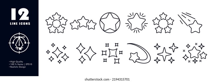 Stars Set Icon. Rating, Rate The Service, Evaluation, Feedback, Review, User, Reaction, Comment, Like, Dislike, Top, App, Online. Communication Concept. Vector Line Icon For Business And Advertising.