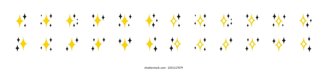 Stars set icon. Rating, rate the service, falling, shining, comment, reaction, user, online communication, tail, magic, art, creativity. Feedback concept. Six vector line icon in different styles