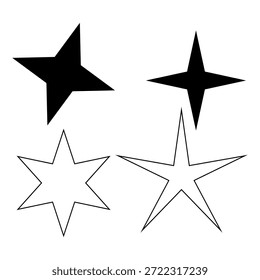 Sterne setzen Symbole mit verschiedenen funkelnden und funkelnden Sternenformen einzeln auf weißem Hintergrund geeignet für Dekoration ui Design-Animationseffekte Branding und kreative grafische Elemente