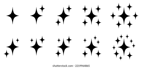 Stars set icons logo, social media stories icon, different sparkle star shapes icon collection, rating star signs collection – stock vector