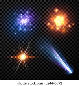 Stars set isolated on black background. Vector Illustration.