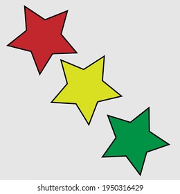 stars set. red, green, yellow.Vector Illustration.Vector EPS 10.