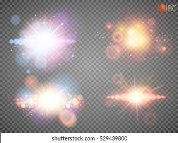 Stars set space isolated on a black background. Vector illustration.