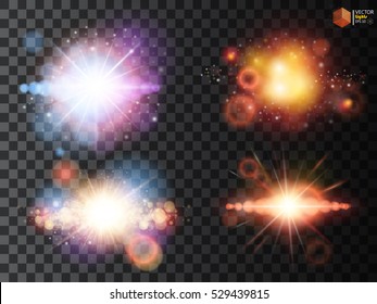 Stars set space isolated on a black background. Vector illustration.