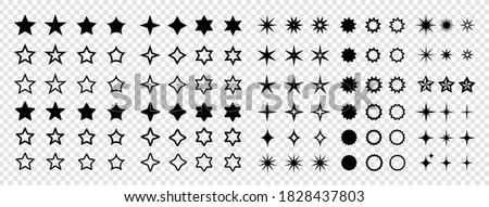 Stars set. Star vector icon. Rating Star icon. Star icon in flat style. Stars icons set isolated on transparent background. Vector