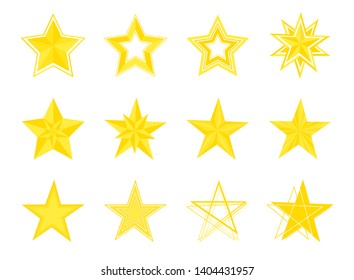 Stars set. Vector illustration of different star shapes in flat style.