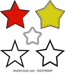 Stars set in vector. Simple five stars isolated.
