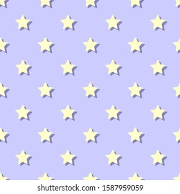 Stars with shadow seamless vector pattern. Starry pattern