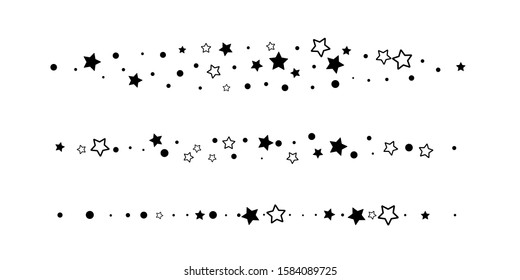 Stars shape dividers collection. Vector isolated horizontal borders