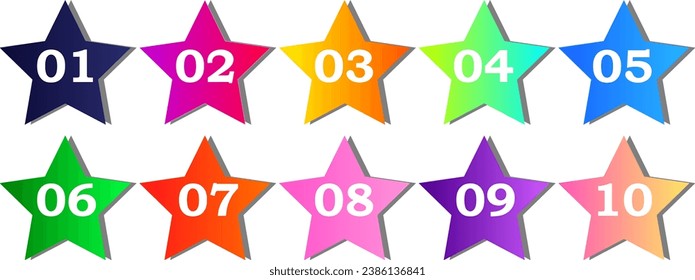  Colección de puntos de viñeta de numeración de las estrellas