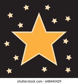 Stars shape retro 3d frame with lights.Emblem star for premiere film, decoration frame banner illustration