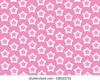 Stars shape with white outlines pattern on pink background suitable for wrapping paper or fabric
