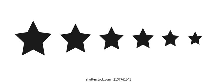 Stars shapes icons different sizes collection isolated on white. Vector illustration.