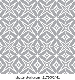 Stars shapes seamless pattern design. Gray geometric background. Monochrome decorative ornament. Vector illustration. 