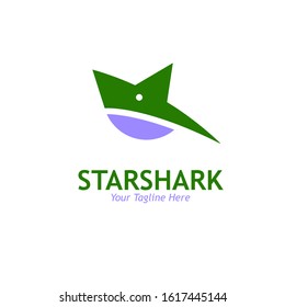 Stars and shark Logo design template