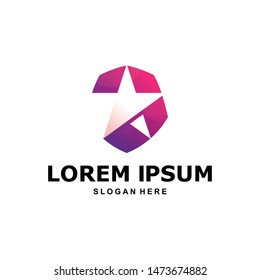 Stars shield shape logo premium