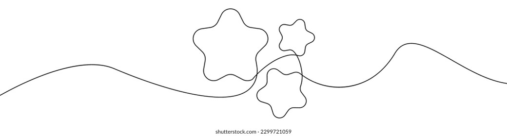 Stars sign line continuous drawing vector. One line Stars vector background. Stars icon. Continuous outline of Stars. Linear Star design.