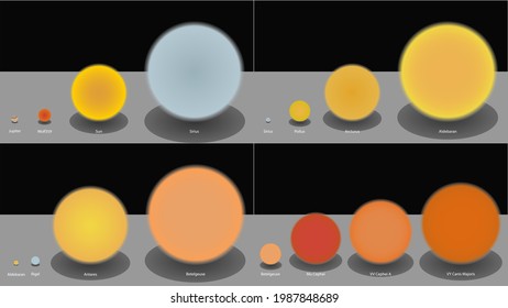 Stars sizes comparison. Comparison of different stars sizes vector design