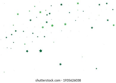 Stars Sky. Confetti Sky. Green Starry Festive. Texture Festive. Sparkling Symbol. Celebration Isolated. Glitter Wallpaper. Falling Sky. Universe Gift.