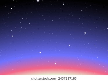 Estrellas en el cielo al amanecer o al atardecer. Fondo abstracto con amanecer colorido y estrellas.