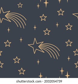Stars sky seamless pattern. Celestial astrology background.  Starry texture for textile design.