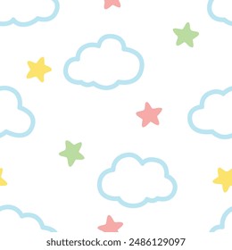 The stars in the sky  seamless pattern design for background, wallpaper, textile design, fabric,  card , wrapping paper , batik, carpet, notebook, diary cover, blanket, blanket for kids and etc.
