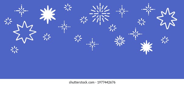 Stars in the sky seamless vector border. Doodle hand drawn stars banner