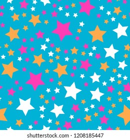 Stars and sky Seamless vector EPS 10 Flat geometric pattern texture. Multicolor abstract background for print and textile