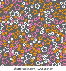 Stars and sky Seamless vector EPS 10 Flat geometric pattern texture. Multicolor abstract background for print and textile