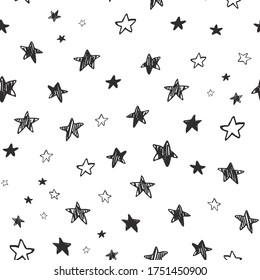 Estrellas en el vector del cielo sin fisuras dibujo manual del dibujo del doodle
