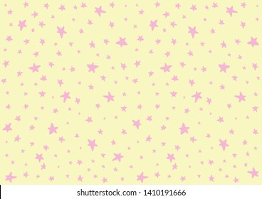 Stars small and big on color background. For kids, children, babies decor. Isolated vector pattern. 