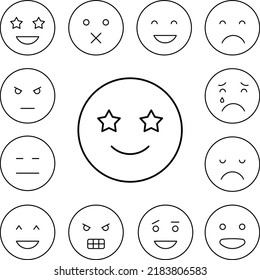 Stars, smiling, emotions icon in a collection with other items