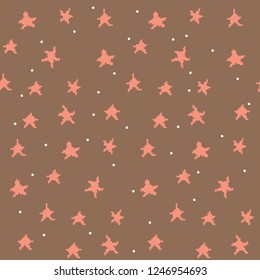 Stars and snowflake seamless pattern on colorful background. Abstract wallpaper, wrapping decoration. Christmas pixel pattern. Merry Christmas holiday, Happy New Year celebration Vector illustration