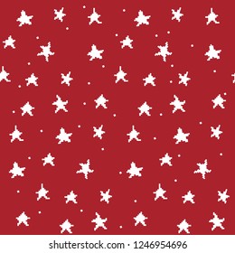 Stars and snowflake seamless pattern on colorful background. Abstract wallpaper, wrapping decoration. Christmas pixel pattern. Merry Christmas holiday, Happy New Year celebration Vector illustration