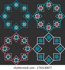 Stars and Snowflakes. Art seamless pattern. Ethnic design. Folk motif. Vector geometric background. Can be used for social media, posters, email, print, ads designs.