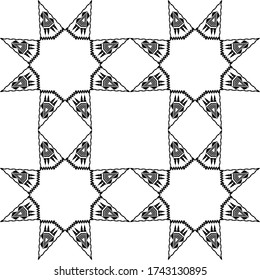 Stars and Snowflakes. Art seamless pattern. Ethnic design. Folk motif. Vector geometric background. Can be used for social media, posters, email, print, ads designs.