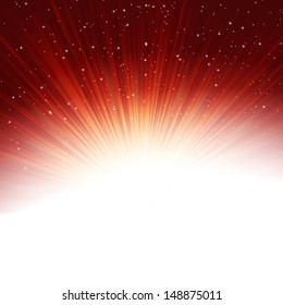 Stars and snowflakes on red golden background. EPS 10 vector file included