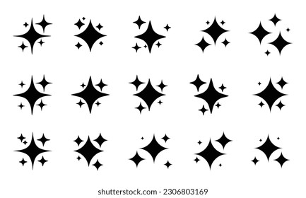 Stars sparkle icons. Stars sparkle symbols vector fireworks. Sparkle star icons.