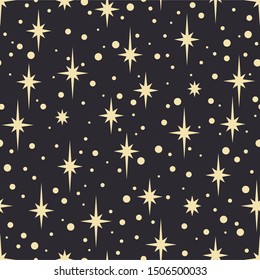 stars sparkle shine gold space. vector seamless pattern.