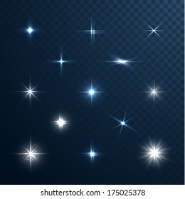 Stars and sparkles - collection of design elements on half-transparent background - eps10 vector