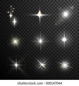 Stars and sparkles - collection of design elements on half-transparent background - eps10 vector