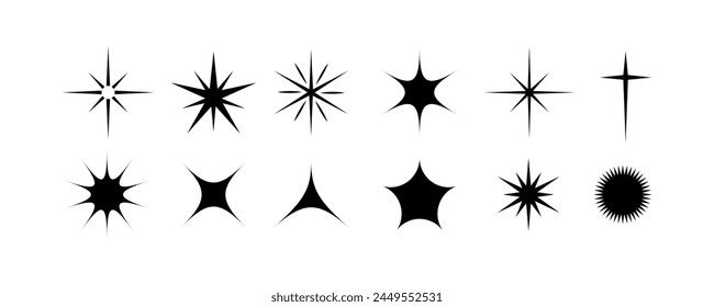 Stars and Sparkles icon set , Twinkle Shine Effect Sign vector illustration on white background
